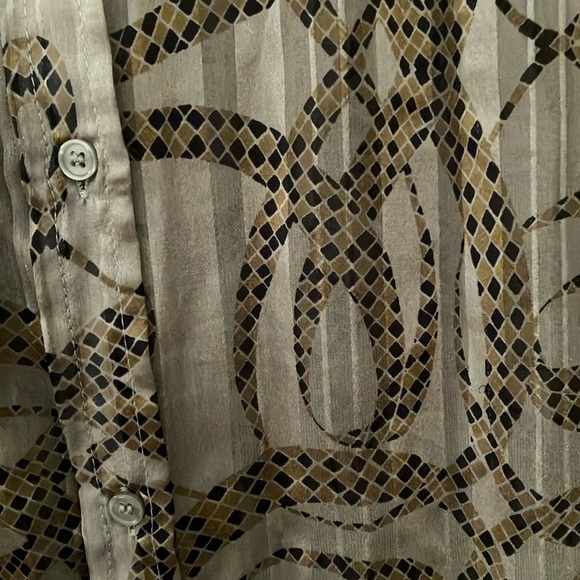 Richard Allen for H&M Green Snake Longsleeve Button-down Blouse - Picture 5 of 6